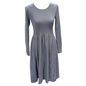 Boden Womens Ribbed Long-Sleeve Button-Back Knit Dress Gray Wool-Cotton Size 6R